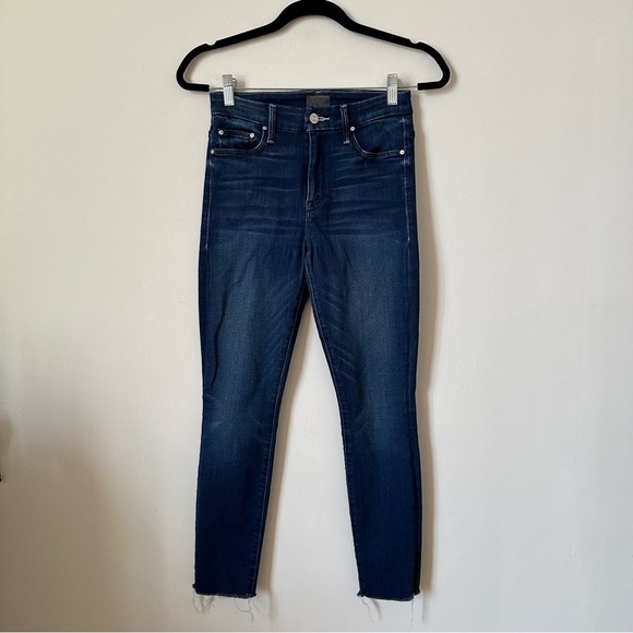 Mother High Waisted Looker Ankle Fray In Tongue And Chic Dark Wash Size 25 - Picture 4 of 11